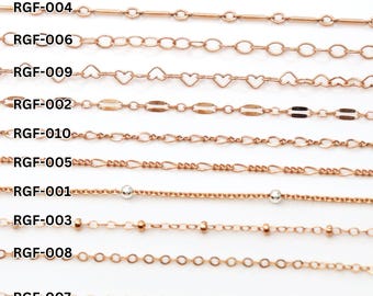 14k Rose Gold Filled Chain, Pick your Style, Pick your Length, Made in the USA, Bulk Savings Available!!!
