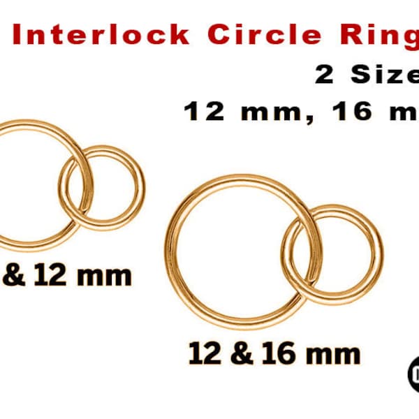 14K Gold Filled Interlocking Rings, 4 Sizes, (GF-836)