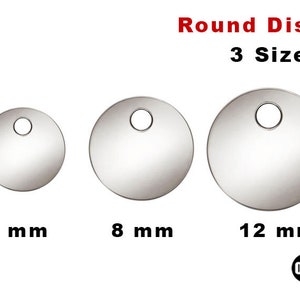 Sterling Silver Round Disc/ Blank Tag, 3 Sizes, (SS-1045)