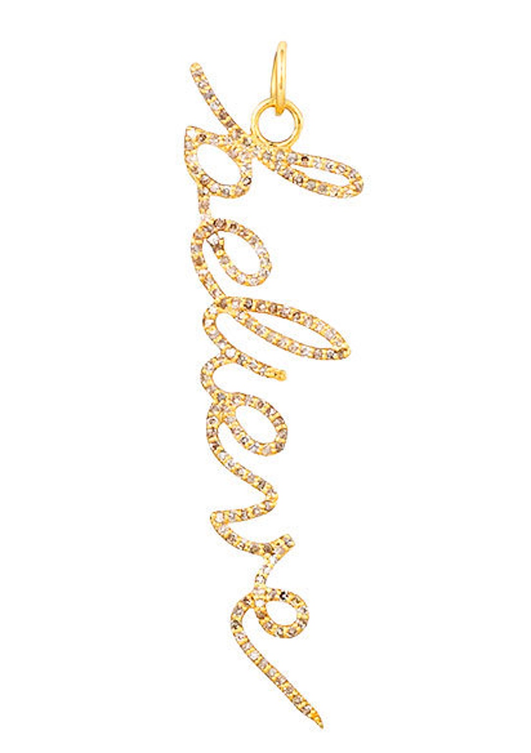 14k Solid Gold & Diamond Script ' Believe