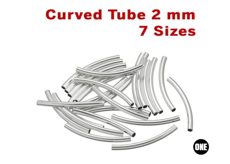 Sterling Silver Curved Tube 2 mm, 7 Sizes, Wholesale Bulk Pricing, SS-1645 image 1