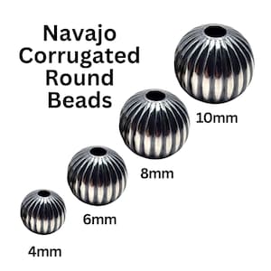 Navajo Pearls Sterling Silver Round Corrugated Beads, Available in 3 Sizes 4mm, 6mm, 8mm & 10mm Silver Ball Seamed Spacer Bead, (NP-580)