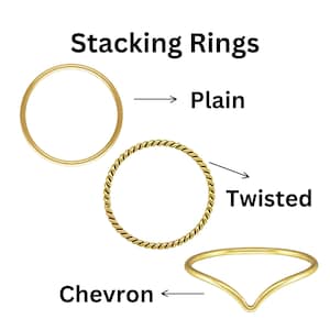 14k Gold Filled Plain Stacking Ring, Twisted Stacking Ring, Chevron Stacking Ring, US Ring Sizes - 5, 6, 7, 8, 9, (GF-797)