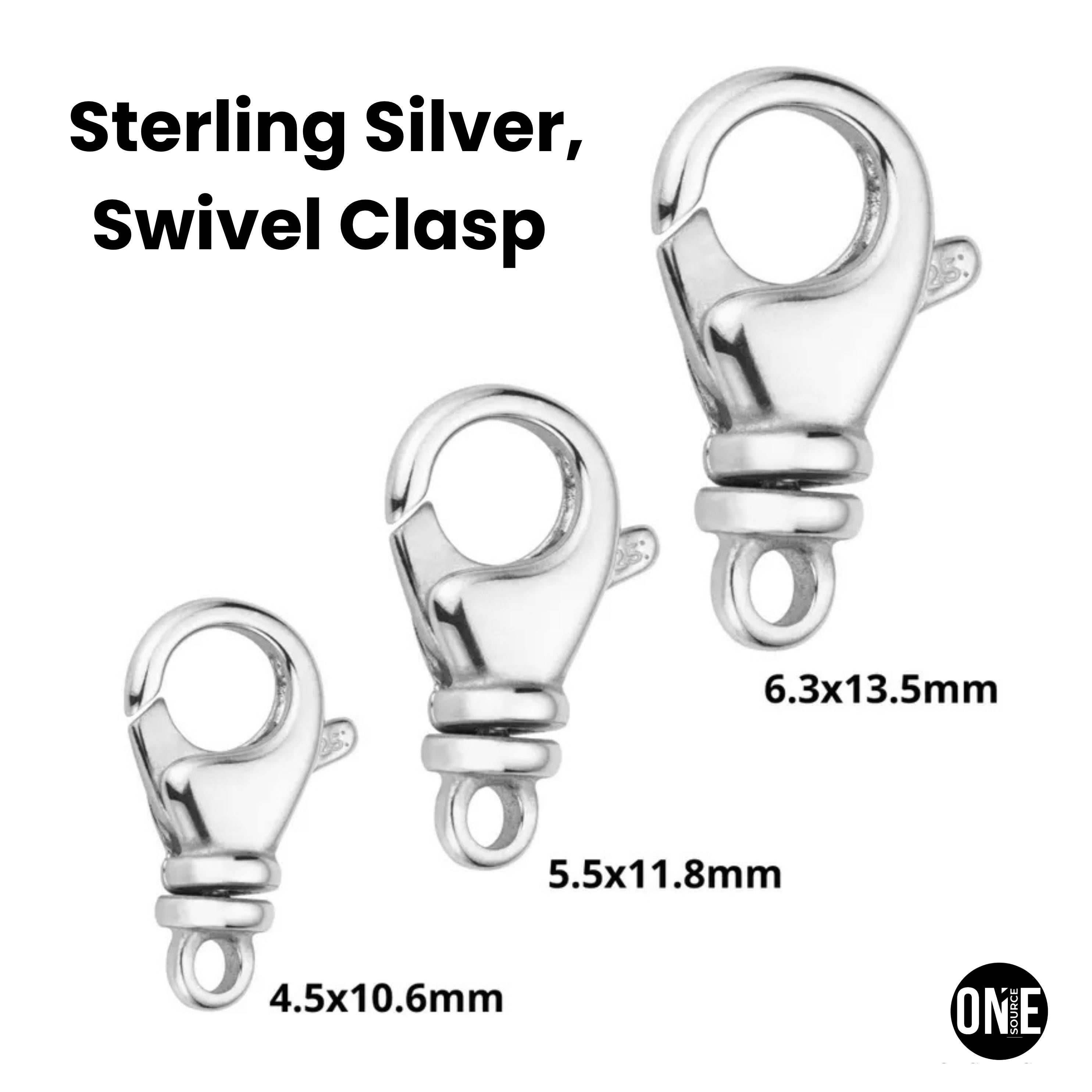 Sterling Silver Swivel Lobster Clasp, Oval Lobster Clasp in 3