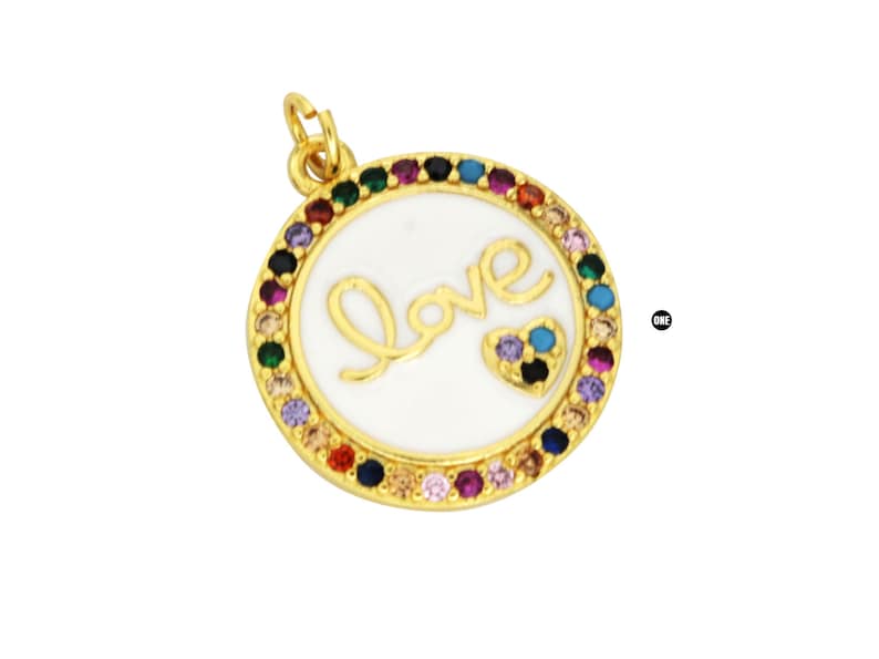 Earring and Bracelet CCH-147 Micro Pave CZ Enamel Love Charm Rainbow CZ Charm for Necklace