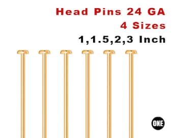 Gold Filled HeadPins 24 GA, 4 Sizes, Wholesale Bulk Pricing, (GF-H24)