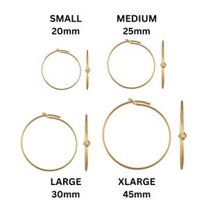 14K Gold Filled Beading Hoops, Beading Wire Hoop Earrings Available in 4 Sizes - 20mm ,25mm, 30mm and 45mm, (GF-335)