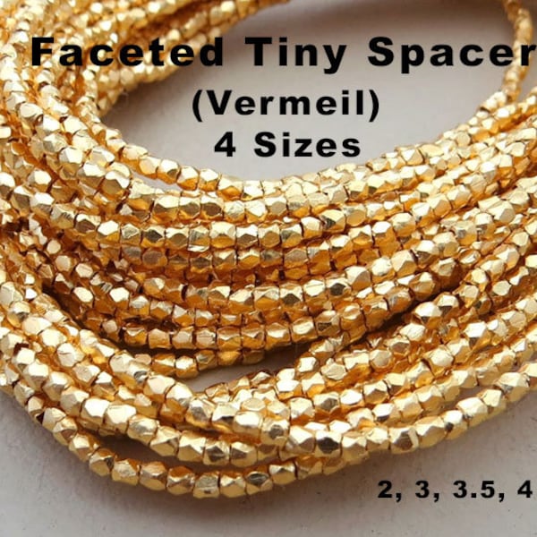 Sterling Silver Vermeil Faceted Nugget Spacer Beads, 4 Sizes, (VM-6301)