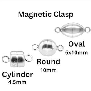 Sterling Silver Magnetic Clasp 4.5mm Cylinder Clasp, 10mm Round Clasp & 6x10mm Oval Clasp, Made in USA, (SS-877)