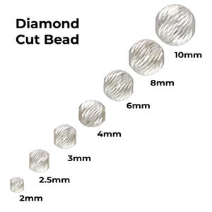 Sterling Silver Diamond Cut Beads, Round Seamless Multi Cut Spacer Beads Available in 7 Sizes - 2mm, 2.5mm, 3mm, 4mm, 6mm, 8mm & 10 mm