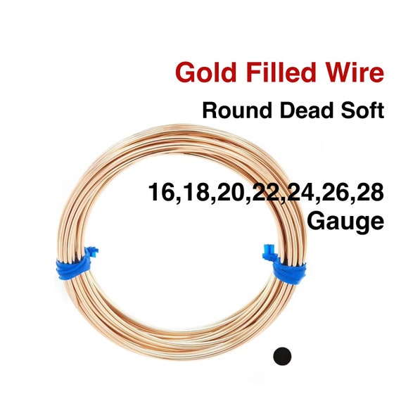14K Gold Filled Round Dead Soft Wire, 16-18-20-22-24-26-28 GA, (W-GF-DS)