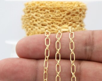 14K Gold Filled Long and Short Cable Chain, 3.2x6 mm, Wholesale Pricing, (GF-104)