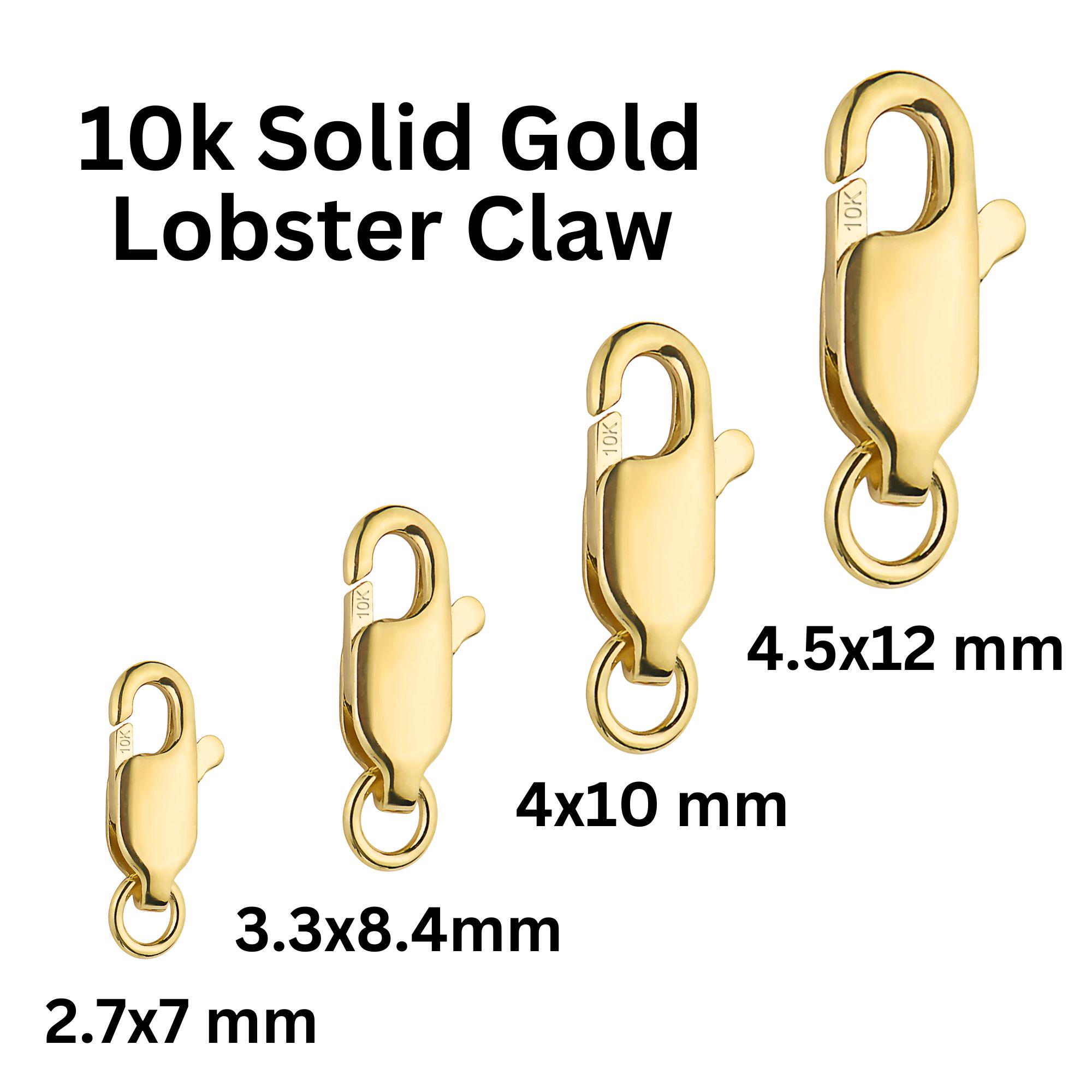 10K SOLID Gold Lobster Clasp With Ring, Trigger Lobster Claw
