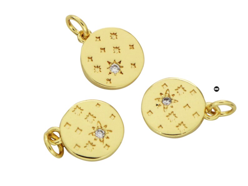 CCH-116 Earring and Bracelet CZ Charm for Necklace Micro Pave CZ Dainty Star Coin charm