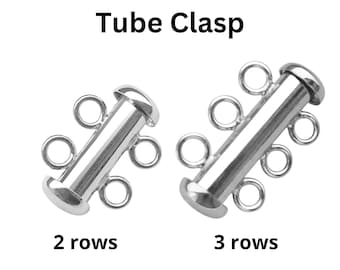 Cierre de tubo de plata de ley, cierre de tubo multifila, disponible en 2 y 3 filas (SS-842)