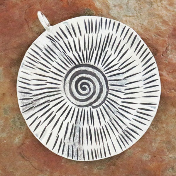 1 of Karen Hill Tribe Silver Large Swirl Wavy Pendant, 35 mm, (8098-TH)