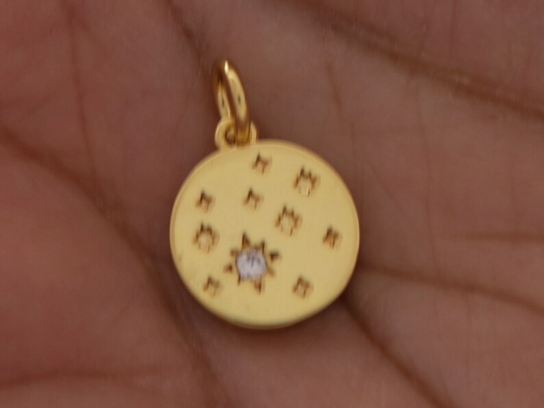 CCH-116 Earring and Bracelet CZ Charm for Necklace Micro Pave CZ Dainty Star Coin charm