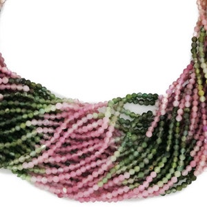 Tourmaline 2 mm Roundel Faceted Beads, Micro Faceted Rondelles, (TOUR-2RNDL)