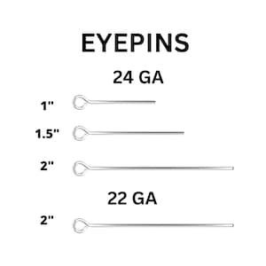 Sterling Silver Eye Pins, 24GA and 22 Gauge Eyepins Available in 2 Sizes - 1.5 and 2 Inches, Wholesale Bulk Pricing, (SS-EP)