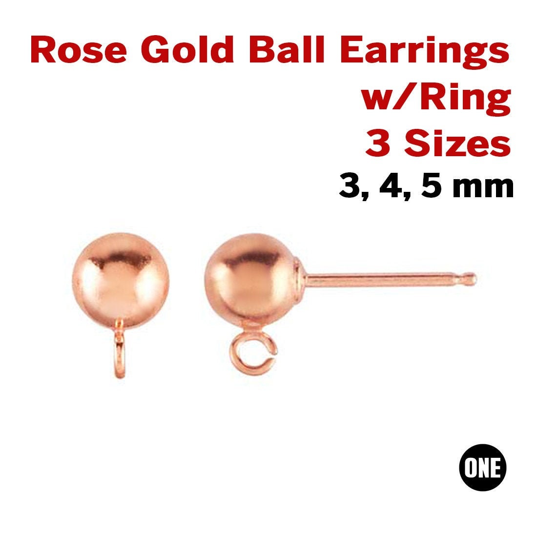 BALL SHAPED 6 SIZES AVAILABLE YELLOW GOLD COLOR PLAIN SURFACE STUD EARRING  1pair
