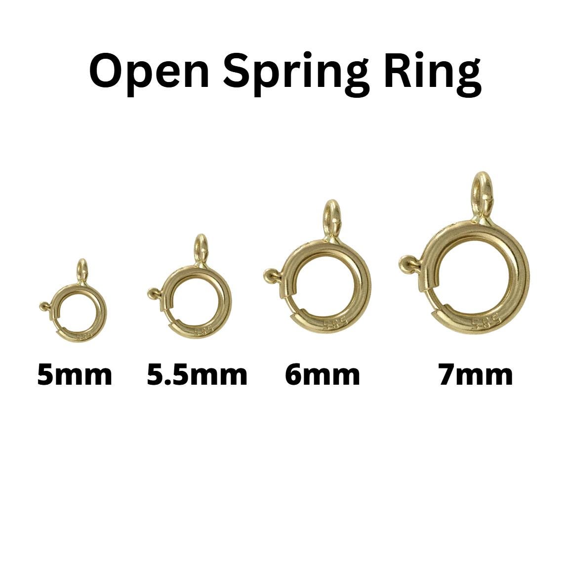 JewelryMaven 8mm 10k Yellow Gold Spring Ring Clasp – Made In USA (Open Jump)
