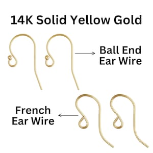14k SOLID Gold French Ear Wire with Outside Loop, Ball End Ear Wire, Gold Ear Wire Hook, (14k-109)