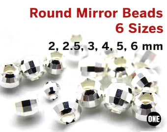 Sterling Silver Round Mirror Beads, 6 Sizes, Wholesale Bulk Pricing  (SS-2012)