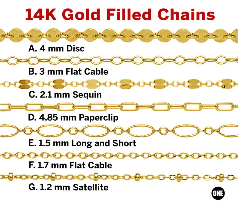 1-50 Ft / 14K Gold Filled CHAIN, 14k Gold Filled Chain, Cable Necklace ...