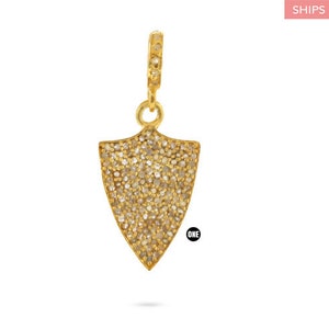 Sterling Silver, Pave Diamond Chevron Shield Pendant, Pave Diamond (136-DPS)