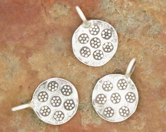 2 of Karen Hill Tribe Silver 7 Daisy Imprinted Disc Charm, 10 mm, (8128-TH)