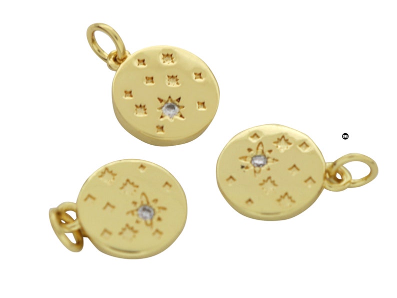 CCH-116 Earring and Bracelet CZ Charm for Necklace Micro Pave CZ Dainty Star Coin charm