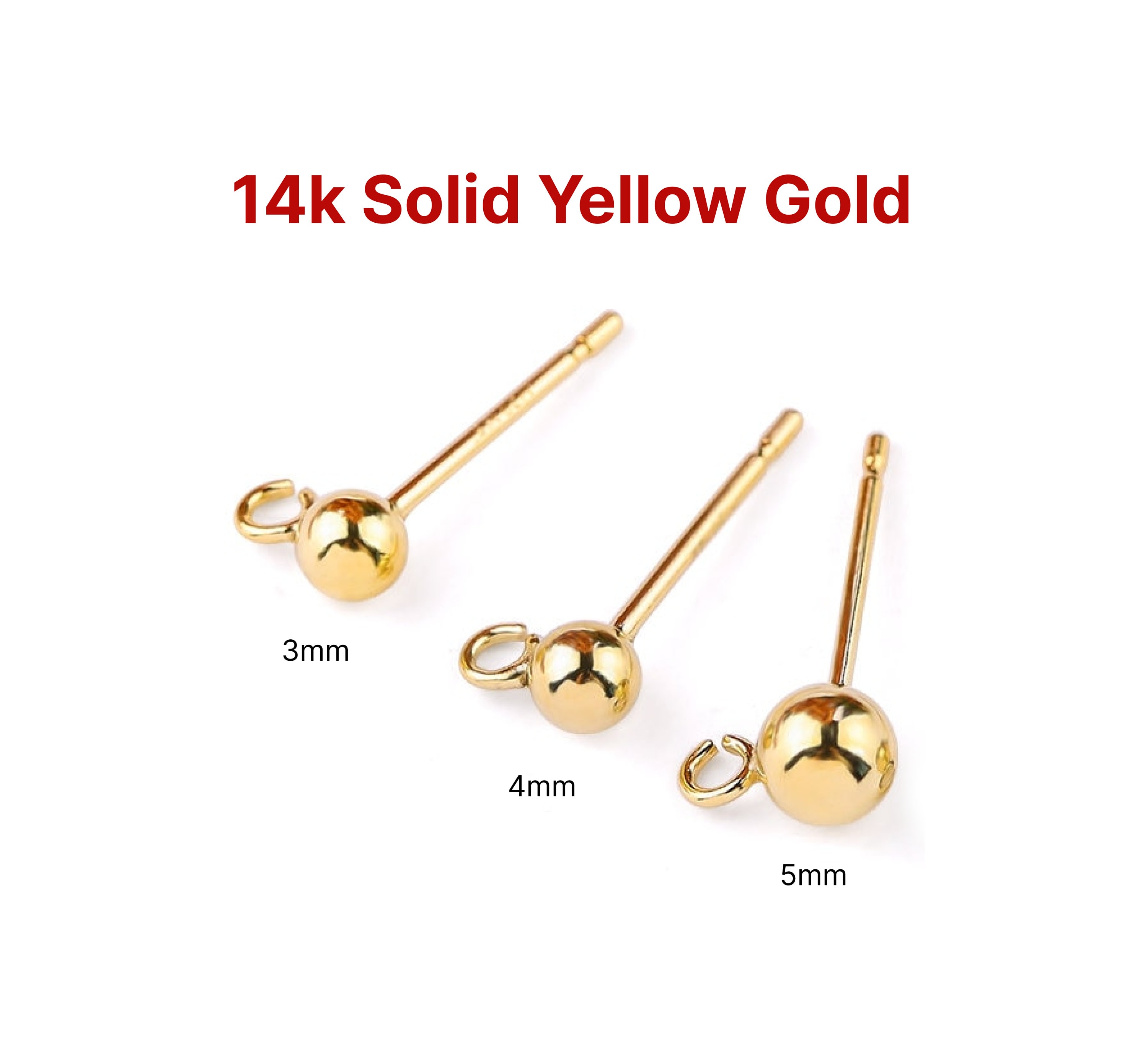 14K Yellow Gold Ball Push Back Studs Tiny Earring Stud Dainty Ball Stud  Second Hole Earrings Gold Ball Stud available in 2mm-10mm 