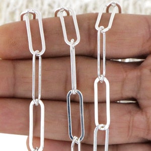 Sterling Silver Good Weight Large Flat Paperclip Chain, 21x6 mm Links, (183-SS)