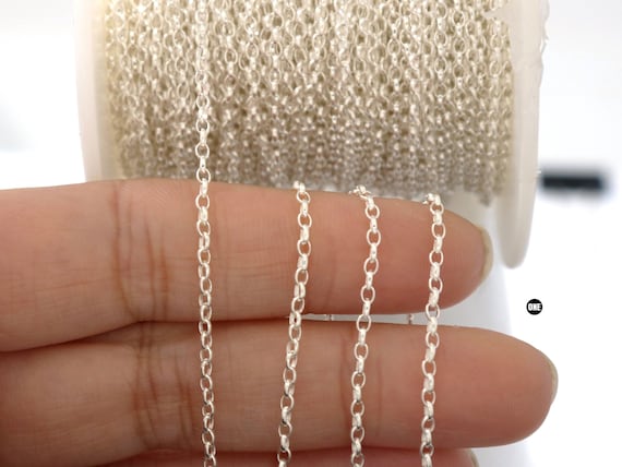Sterling Silver Oval Rolo Chain, 2.6 X 1.8 Mm, (186-SS) - Etsy
