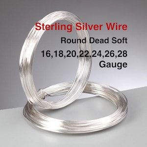 Sterling Silver Round Dead Soft Wire, 16-18-20-22-24-26-28 GA, (W-SS-DS)