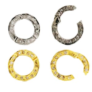 Sterling Silver & Diamond CLICKER CONNECTOR, 10 mm,  2 Finish, (DC-135)