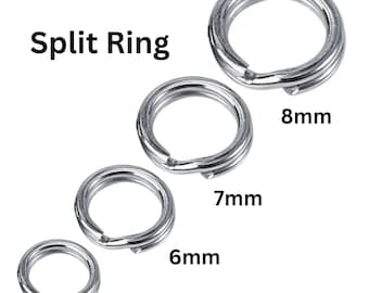 Sterling Silver Split Ring, Splir Silver Rings Available in 4 Sizes - 5.2mm, 6.2mm, 7.2mm & 8.2mm, Wholesale Bulk Pricing, (SS-750)