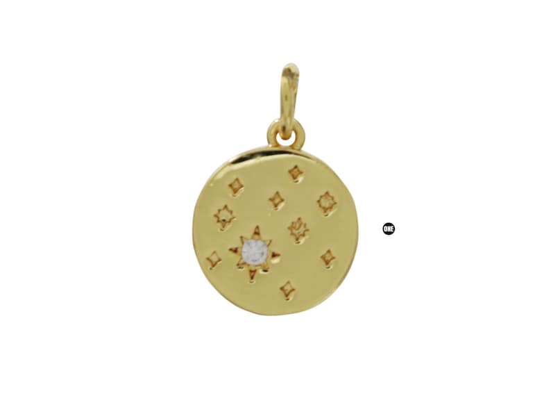 CCH-116 Earring and Bracelet CZ Charm for Necklace Micro Pave CZ Dainty Star Coin charm