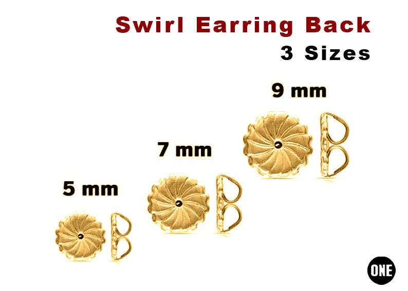 14K Gold Filled Swirl Earrings Back, Large Ear Nuts, (GF-705-9)