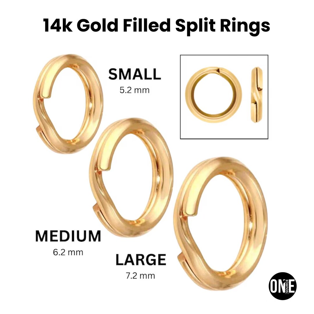 14K Gold Filled Round Split Ring, 3 Sizes - 5.2mm, 6.2mm, 7.2mm ...