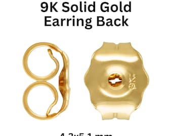 9k SOLID Gold Earring Back, Gold Butterfly Backs Fits Post Diameters 0.65mm-0.76mm, (9k-110)