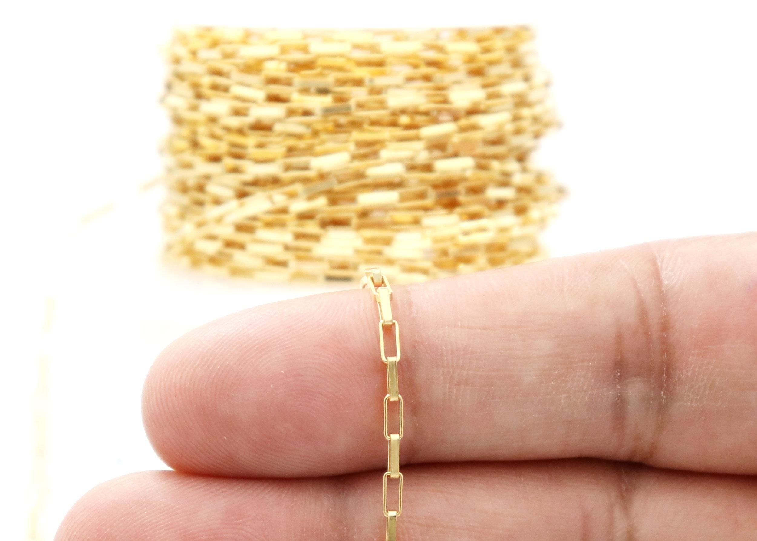 14K ゴールドフィルドの細長い大型ボックスチェーン、1.8 x 4.2 mm