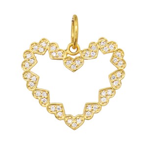 14K Solid Gold & Pave Diamond Endless Heart Pendant, (14K-DP-053)