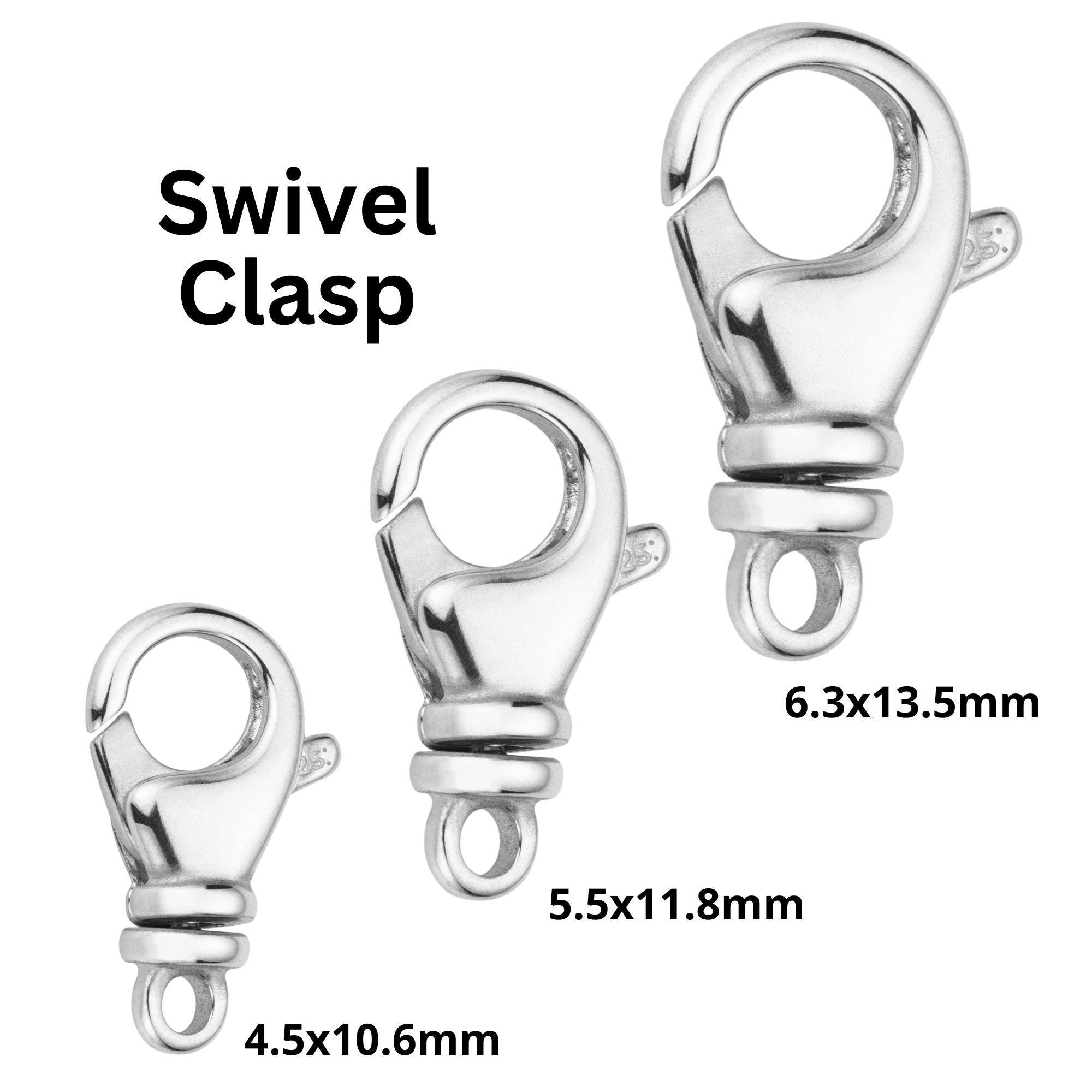 Sterling Silver Swivel Lobster Clasp, Oval Lobster Clasp in 3