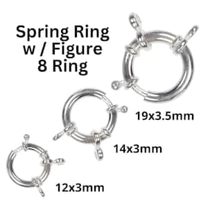 Sterling Silver Spring Ring Clasp Include Loops, Sailor&#39;s Clasp, Available in 3 Sizes - 12mm, 14mm, 19 mm (SS-841)