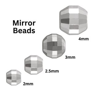 Sterling Silver Round Mirror Beads, Mirror Faceted Spacer Beads in 4 Sizes - 2mm, 2.5mm, 3mm & 4mm, Wholesale Bulk Pricing  (SS-2012)