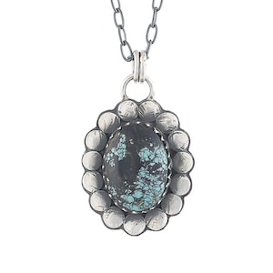 Sterling Silver Turquoise Flower Pendant, (SP-5804)