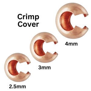 14K Rose Gold Filled Crimp Covers, Crimp Bead Cover Available in 2 Sizes - 3mm and 4 mm, Wholesale Bulk Pricing, (RG-308)
