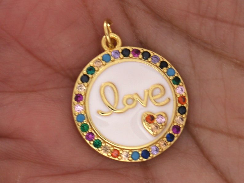 Earring and Bracelet CCH-147 Micro Pave CZ Enamel Love Charm Rainbow CZ Charm for Necklace