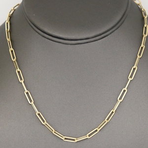 14K Solid Gold, Solid Weight Gold, Heavy link gold, wide cut paper clip chains, solid gold paperclip chains, 3.8x12 mm, 14k-3.8x12(7)